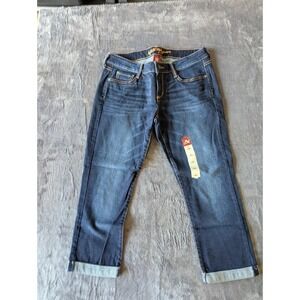 ARIZONA JEAN CO Womens Size 7 Crop Jeans Dark Wash Cuffed Distressed